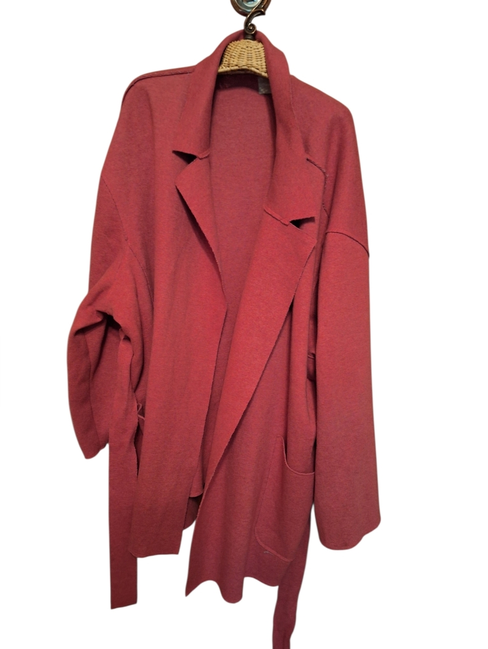Woman Within Open-Front Trench Coat Wool Blend Oversized Plus Size 3X Mulberry